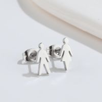 1 Pair Fashion Star Moon Wings Titanium Steel Asymmetrical Plating Hollow Out Ear Studs sku image 6