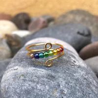 Bohemian Multicolor Stainless Steel Beaded Plating Open Ring 1 Piece main image 5