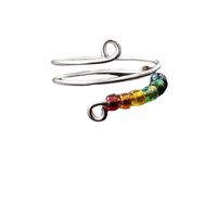 Bohemian Multicolor Stainless Steel Beaded Plating Open Ring 1 Piece main image 2