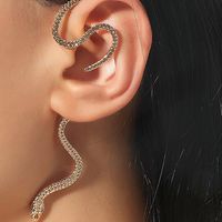 Wholesale Jewelry Fashion Snake Metal Artificial Diamond Plating Inlay Ear Clips main image 1