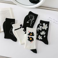 Femmes Décontractée Fleur Nylon Coton Jacquard Crew Socks Une Paire main image 5