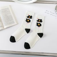 Women's Casual Flower Nylon Cotton Jacquard Crew Socks A Pair sku image 3