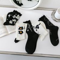 Women's Casual Flower Nylon Cotton Jacquard Crew Socks A Pair main image 2