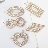 Simple Style Square Heart Shape Flower Metal Plating Inlay Rhinestones Hair Clip 1 Piece main image 4