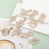 Simple Style Square Heart Shape Flower Metal Plating Inlay Rhinestones Hair Clip 1 Piece main image 1
