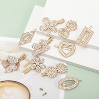 Simple Style Square Heart Shape Flower Metal Plating Inlay Rhinestones Hair Clip 1 Piece main image 6