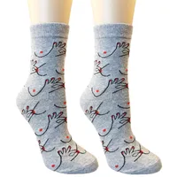 Women's Fashion Hand Cotton Blending Jacquard Crew Socks A Pair sku image 1