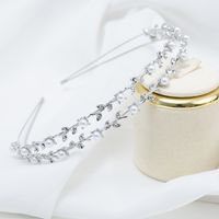 Fashion Leaf Metal Inlay Pearl Hair Band 1 Piece sku image 2