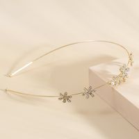 Women's Simple Style Waves Flower Bow Knot Metal Inlay Pearl Zircon Hair Band sku image 10