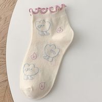 Women's Fashion Flower Cotton Jacquard Ankle Socks A Pair sku image 2