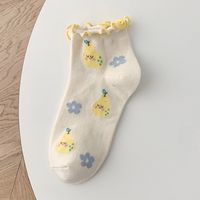 Women's Fashion Flower Cotton Jacquard Ankle Socks A Pair sku image 3