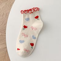Women's Fashion Flower Cotton Jacquard Ankle Socks A Pair sku image 5