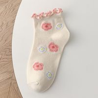 Women's Fashion Flower Cotton Jacquard Ankle Socks A Pair sku image 6