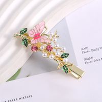 Fashion Flower Bow Knot Metal Handmade Inlay Artificial Pearls Artificial Diamond Hair Clip 1 Piece sku image 9