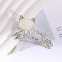 Fashion Flower Bow Knot Metal Handmade Inlay Artificial Pearls Artificial Diamond Hair Clip 1 Piece sku image 2
