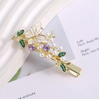 Fashion Flower Bow Knot Metal Handmade Inlay Artificial Pearls Artificial Diamond Hair Clip 1 Piece sku image 10