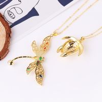 Fashion Tortoise Dragonfly Copper 18k Gold Plated Zircon Pendant Necklace In Bulk main image 5