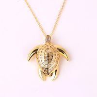 Fashion Tortoise Dragonfly Copper 18k Gold Plated Zircon Pendant Necklace In Bulk sku image 1