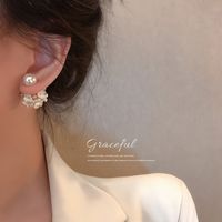 1 Paire Sucré Fleur Alliage Placage Perles Artificielles Zircon Femmes Boucles D'oreilles main image 4
