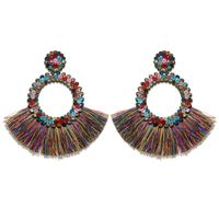 1 Pair Bohemian Round Alloy Tassel Women's Drop Earrings sku image 12