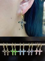 Style Ins Traverser Le Cuivre Émail Placage Boucles D'oreilles 1 Paire main image 4