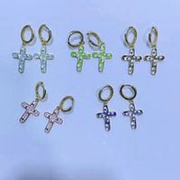 Ins Style Cross Copper Enamel Plating Drop Earrings 1 Pair main image 1