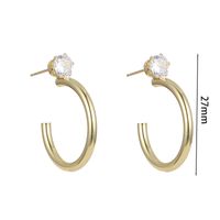1 Pair Fashion C Shape Plating Inlay Copper Artificial Gemstones 18k Gold Plated Ear Studs sku image 1