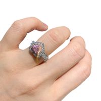 1 Piece Retro Heart Shape Copper Inlay Artificial Gemstones Women's Rings main image 2