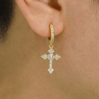 1 Pair Hip-hop Cross Alloy Inlay Zircon Unisex Earrings sku image 2