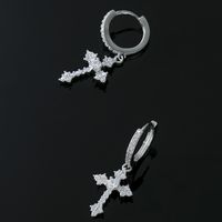 1 Pair Hip-hop Cross Alloy Inlay Zircon Unisex Earrings main image 3