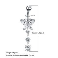 Fashion Butterfly Stainless Steel Inlay Zircon Belly Ring 1 Piece main image 5