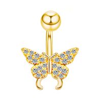 Fashion Butterfly Stainless Steel Inlay Zircon Belly Ring 1 Piece sku image 4