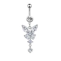 Fashion Butterfly Stainless Steel Inlay Zircon Belly Ring 1 Piece sku image 5
