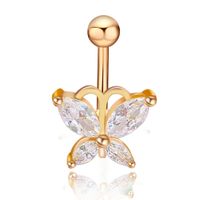 Fashion Butterfly Stainless Steel Inlay Zircon Belly Ring 1 Piece sku image 2