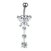 Fashion Butterfly Stainless Steel Inlay Zircon Belly Ring 1 Piece sku image 6