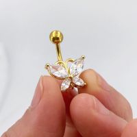 Fashion Butterfly Stainless Steel Inlay Zircon Belly Ring 1 Piece main image 3