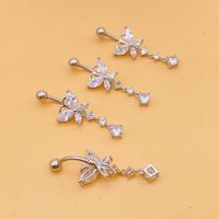 Fashion Butterfly Stainless Steel Inlay Zircon Belly Ring 1 Piece main image 2
