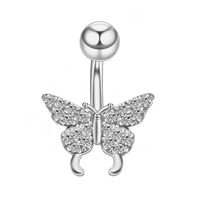 Fashion Butterfly Stainless Steel Inlay Zircon Belly Ring 1 Piece sku image 3
