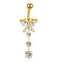 Fashion Butterfly Stainless Steel Inlay Zircon Belly Ring 1 Piece sku image 7