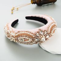 Elegant Streifen Wellen Tuch Inlay Künstliche Perlen Strasssteine Haarband main image 5