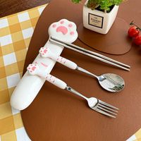 Cute Cat's Paw Stainless Steel Plastic Tableware 1 Piece main image 1