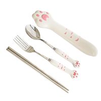 Cute Cat's Paw Stainless Steel Plastic Tableware 1 Piece main image 5