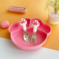 Cute Cat's Paw Stainless Steel Silica Gel Tableware 1 Piece main image 3