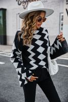 Women's Sweater Long Sleeve Sweaters & Cardigans Contrast Binding Fashion Color Block main image 4