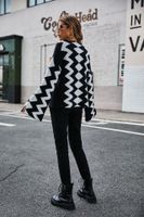 Women's Sweater Long Sleeve Sweaters & Cardigans Contrast Binding Fashion Color Block main image 2
