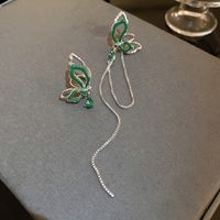 Retro Heart Shape Bow Knot Copper Inlay Zircon Drop Earrings 1 Pair sku image 36