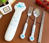 Cute Cat's Paw Stainless Steel Plastic Tableware 1 Piece main image 4