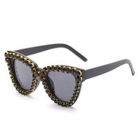 Fashion Solid Color Ac Cat Eye Diamond Full Frame Women's Sunglasses sku image 1