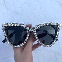 Fashion Solid Color Ac Cat Eye Diamond Full Frame Women's Sunglasses main image 2