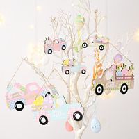 Easter Letter Car Carrot Wood Party Hanging Ornaments 1 Piece main image 5